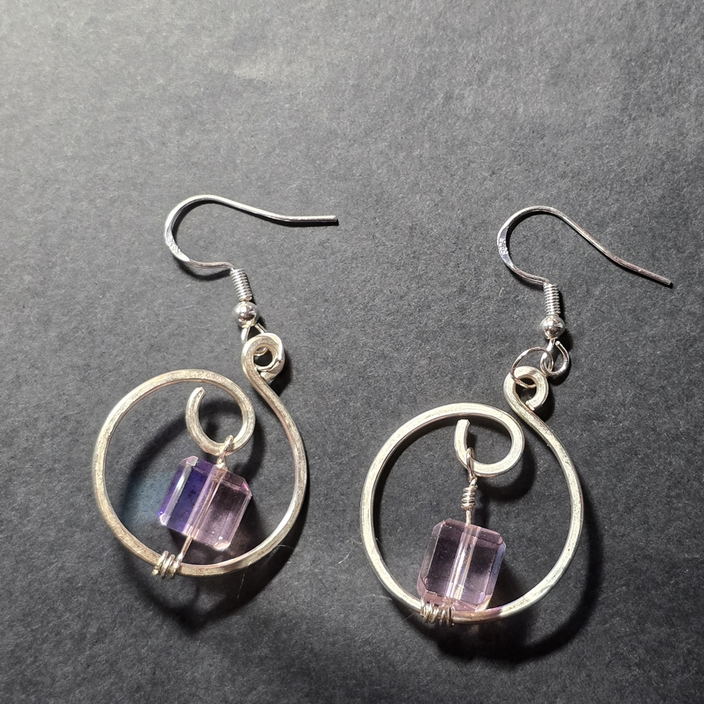 Elegant Silver and Purple Earrings